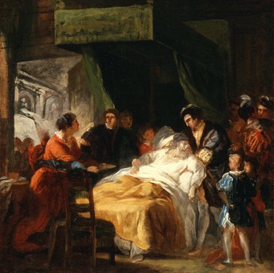 フランソワ1世の腕の中のレオナルドダヴィンチの死、1781年 作： Francois Guillaume Menageot